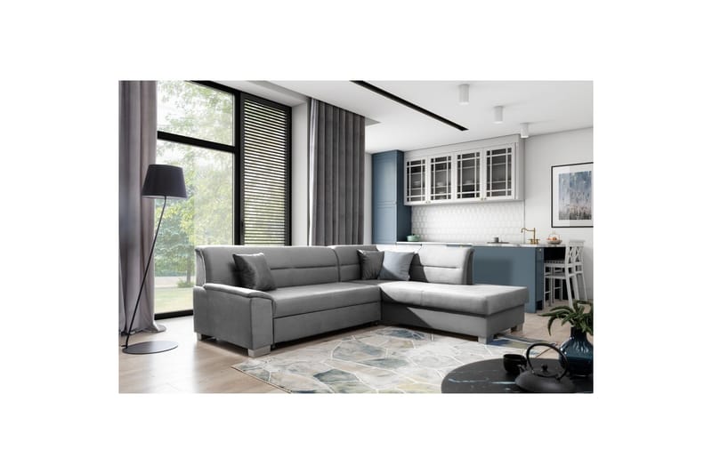 Sektionssoffa Eltap Bergen 247x214x83 cm - Monolith 85, Grå, Höger - Möbler - Soffa - Sammetssoffa