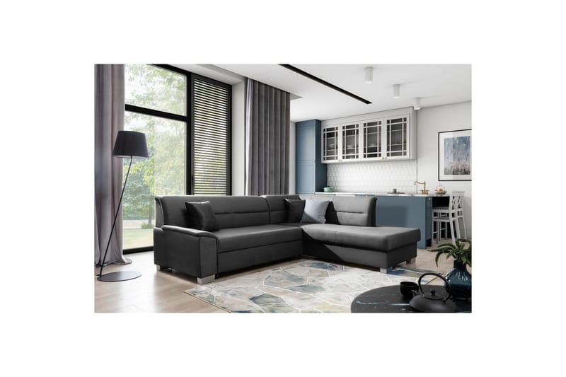 Sektionssoffa Eltap Bergen 247x214x83 cm, Monolith 97, Mörkgrå, Höger