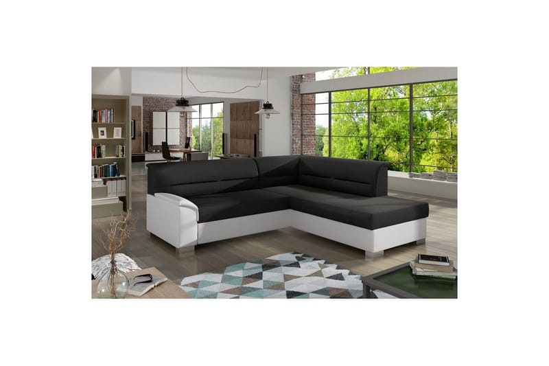Sektionssoffa Eltap Bergen 247x214x83 cm, Sawana 14, Soft 17, Svart, Vit, Höger