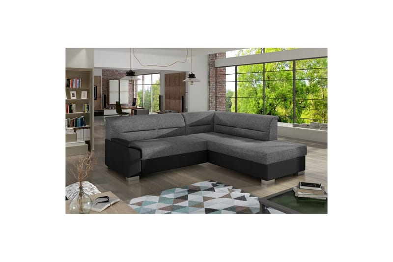 Sektionssoffa Eltap Bergen 247x214x83 cm - Sawana 21, Soft 11, Grå, Svart, Höger - Möbler - Soffa - Skinnsoffa