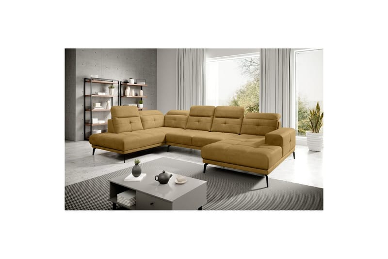 Sektionssoffa Eltap Bretan 350x205x107 cm, Nube 45, Gul, Vänster