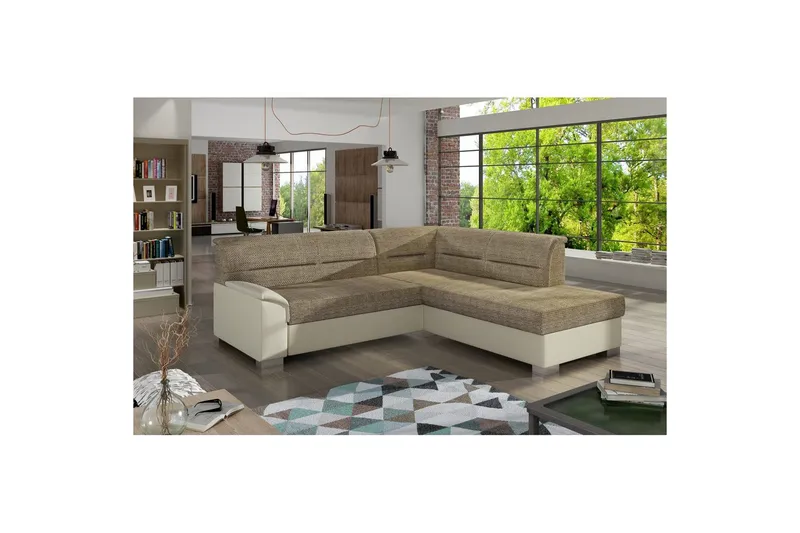 Sektionssoffa Eltap Delvo 247x214x83 cm - Berlin 03, Soft 33, Beige, Höger - Möbler - Soffa - Skinnsoffa