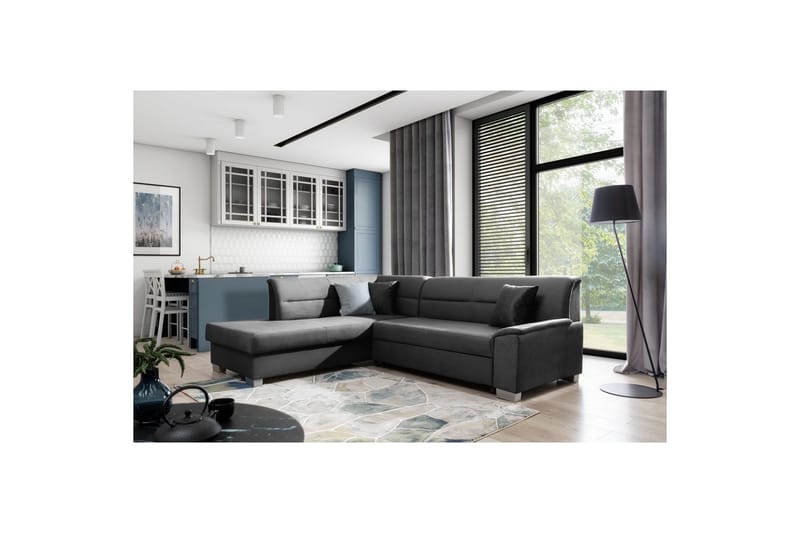 Sektionssoffa Eltap Delvo 247x214x83 cm - Monolith 97, Mörkgrå, Vänster - Möbler - Soffa - Sammetssoffa