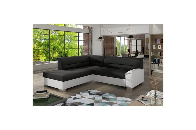 Sektionssoffa Eltap Delvo 247x214x83 cm - Sawana 14, Soft 17, Svart, Vit, Vänster - Möbler - Soffa - Skinnsoffa