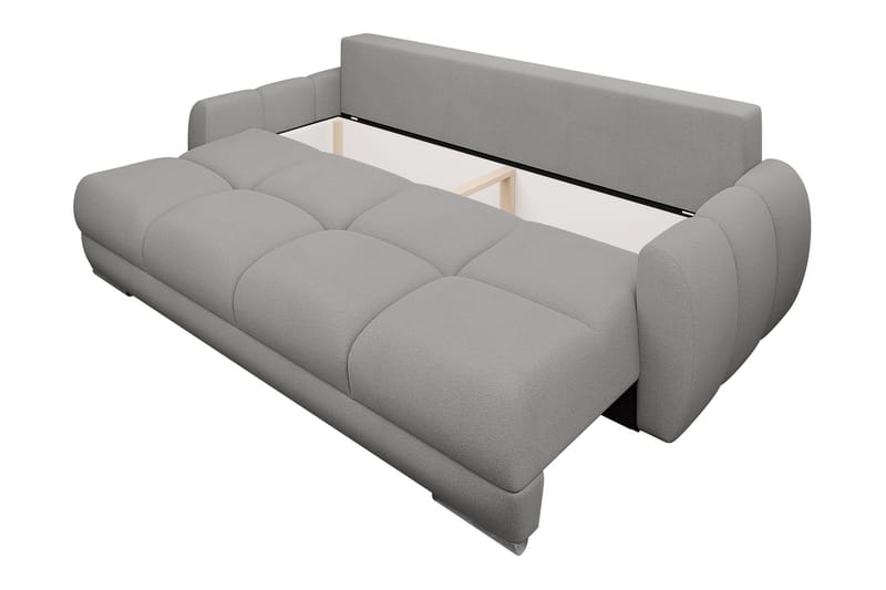 Simerly 3-sits Bäddbar Soffa 234 cm med Förvaring i Plysch - Ljusgrå - Möbler - Soffa - 3 sits soffa