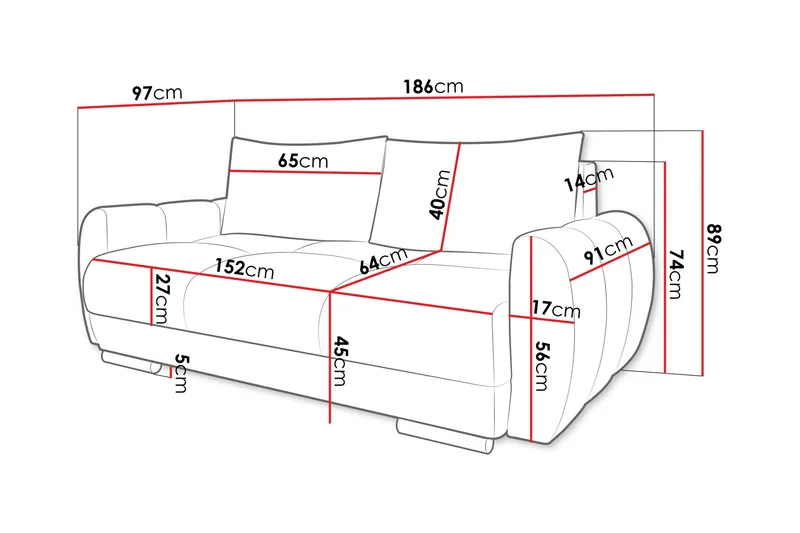 Simerly Soffa 3-sits - Grå - Möbler - Soffa - 3 sits soffa
