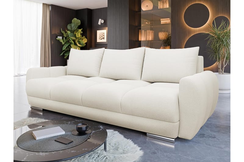 Simerly Soffa 3-sits i Plysch - Ljusgrå - Möbler - Soffa - 3 sits soffa