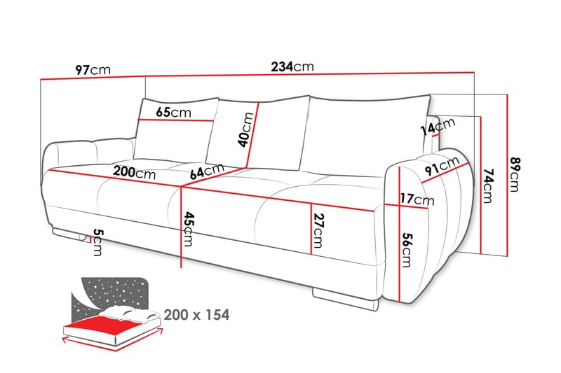 Simerly Soffa 3-sits i Plysch - Gul - Möbler - Soffa - 3 sits soffa