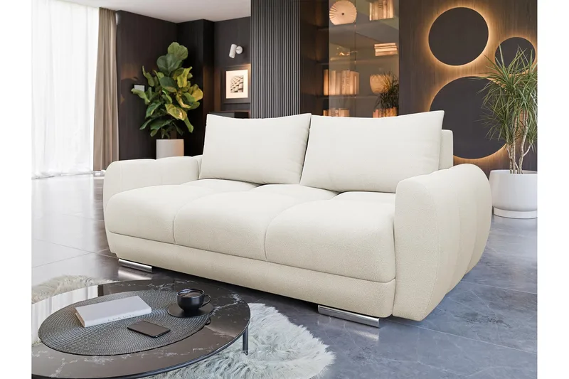 Simerly Soffa 3-sits i Plysch - Ljusgrå - Möbler - Soffa - 3 sits soffa