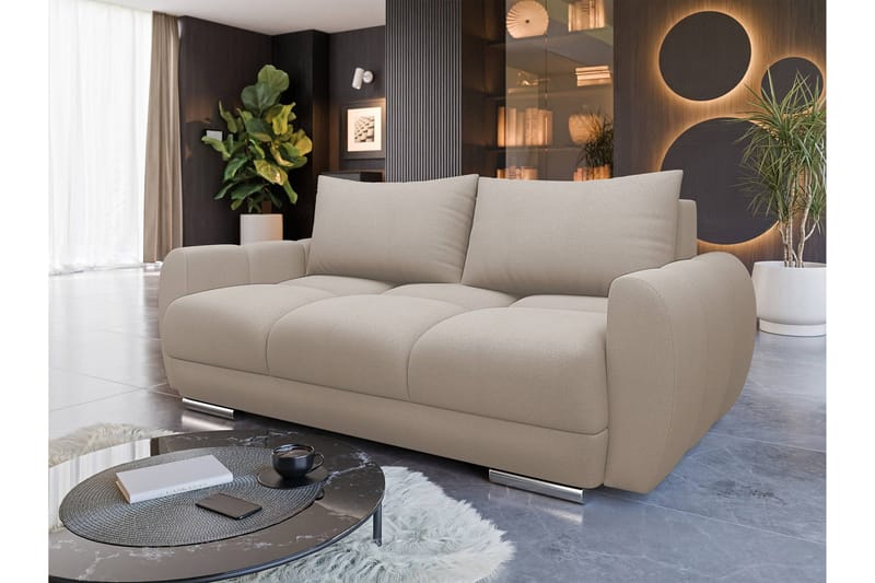 Simerly Soffa 3-sits i Plysch - Beige - Möbler - Soffa - 3 sits soffa