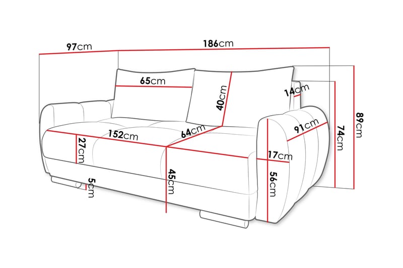 Simerly Soffa 3-sits - Svart - Möbler - Soffa - 3 sits soffa