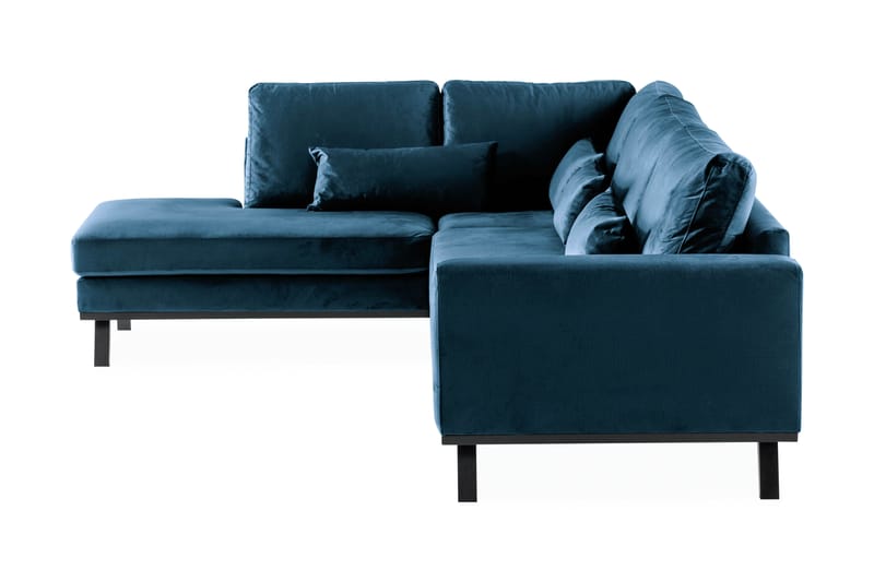 2,5-sits L-Soffa Haga Sammet - Blå - 2 sits soffa med divan - Sammetssoffa - Divansoffa & schäslongsoffa