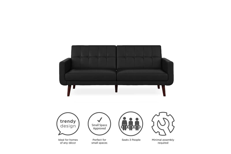 2-sits Bäddsoffa Nola Konstläder/Svart - Dorel Home - Möbler - Soffa - Skinnsoffa