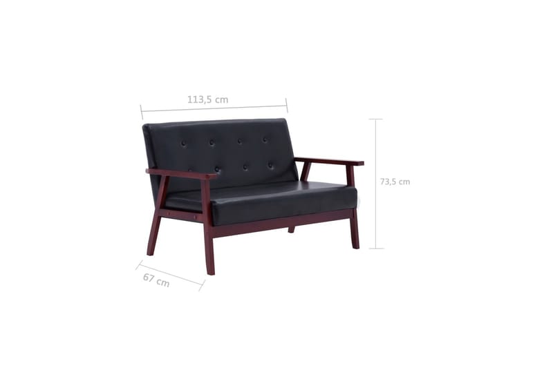 2-sitssoffa svart konstläder - Svart - Skinnsoffa - 2 sits soffa