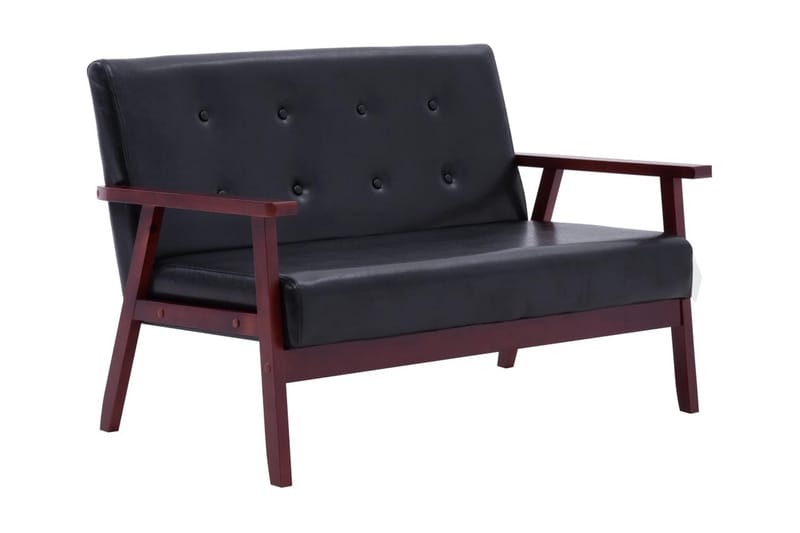 2-sitssoffa svart konstläder - Svart - Skinnsoffa - 2 sits soffa