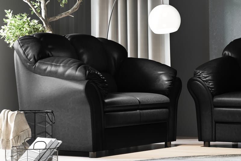 3-sits Soffa Salvador - Svart - Möbler - Soffa - Skinnsoffa