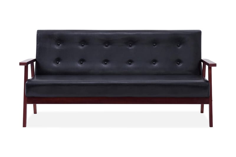 3-sitssoffa svart konstläder - Svart - Skinnsoffa - 3 sits soffa