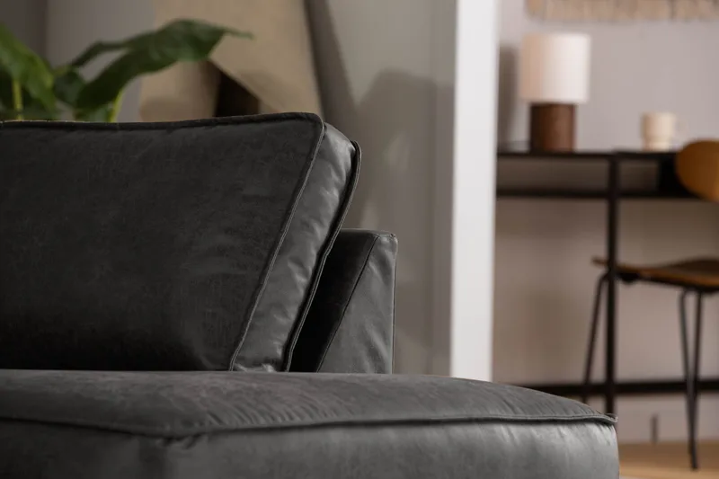 Akron 2,5-sits Soffa med Schäslong Höger Bondedläder - Mörkgrå - Möbler - Soffa - Skinnsoffa