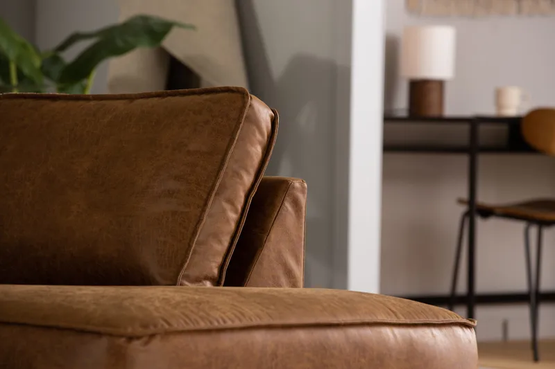 Akron 2,5-sits Soffa med Schäslong Höger läder - Brun - Möbler - Soffa - Skinnsoffa