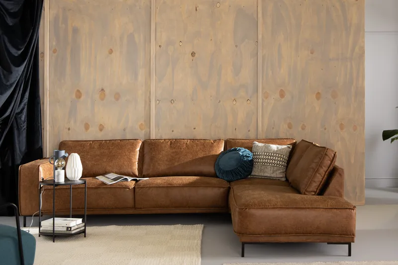 Akron 2,5-sits Soffa med Schäslong Höger läder - Brun - Möbler - Soffa - Skinnsoffa