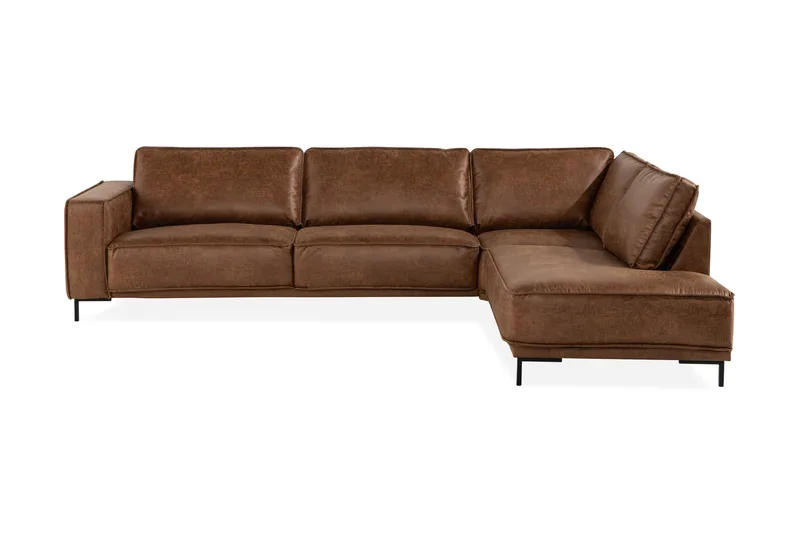 Akron 2,5-sits Soffa med Schäslong Höger läder - Brun - Möbler - Soffa - Skinnsoffa