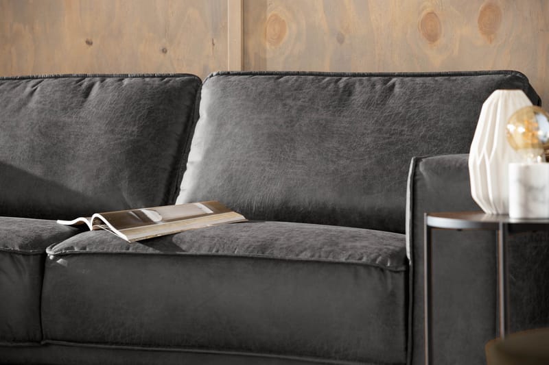 Akron 2,5-sits Soffa med Schäslong Vänster Bondedläder - Mörkgrå - Möbler - Soffa - Skinnsoffa
