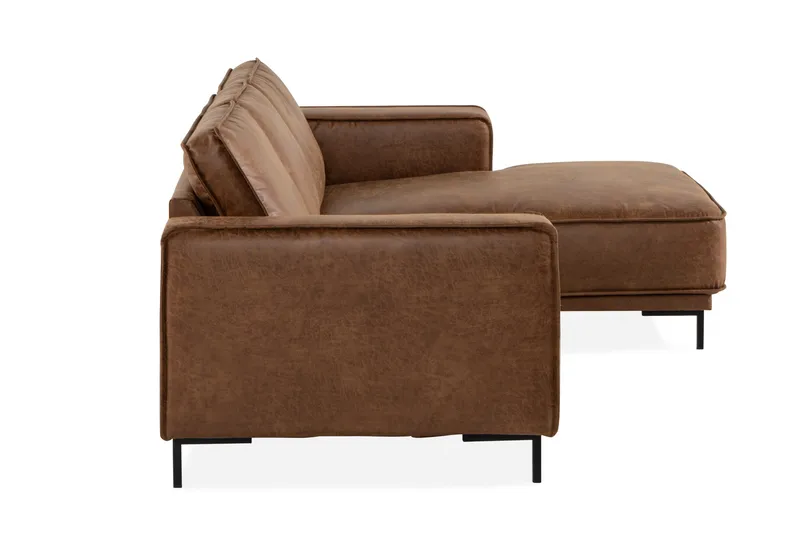 Akron 2-sits Soffa med Divan Höger Bondedläder - Brun - Möbler - Soffa - Skinnsoffa