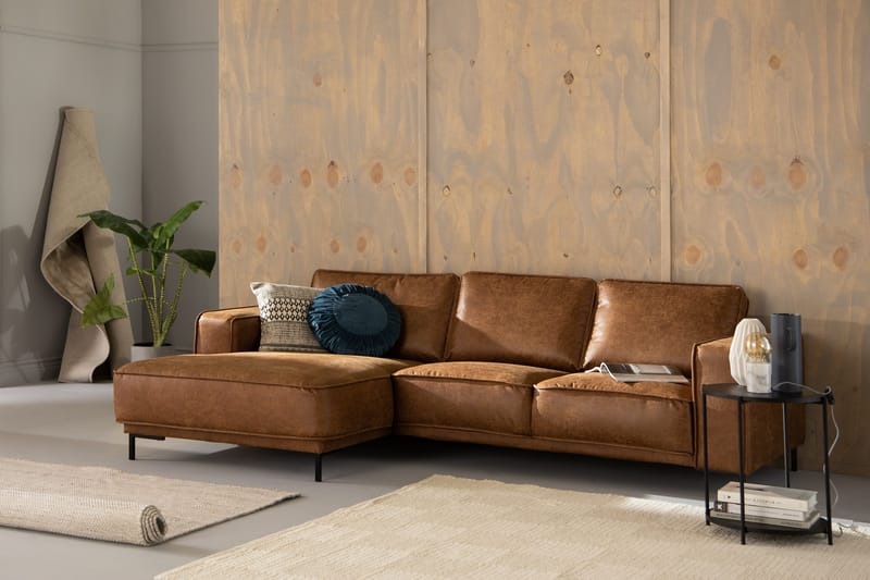 Akron 2-sits Soffa med Divan Vänster Bondedläder - Brun - Möbler - Soffa - Skinnsoffa