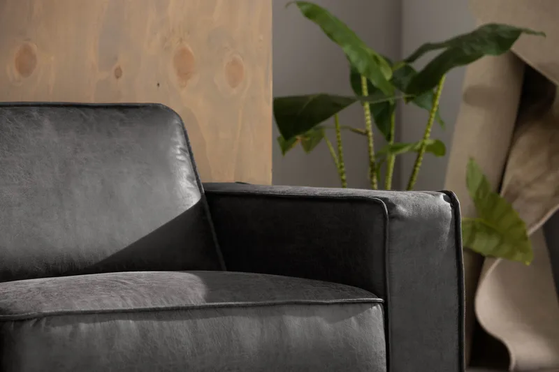 Akron Hörnsoffa Bondedläder - Mörkgrå - Möbler - Soffa - Skinnsoffa