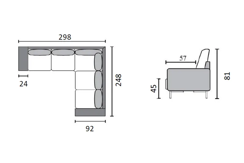 Akron Hörnsoffa Bondedläder - Mörkgrå - Möbler - Soffa - Skinnsoffa