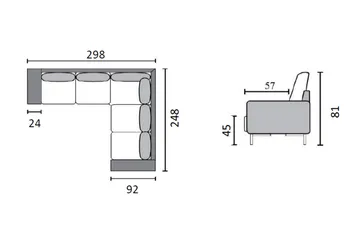 Akron Hörnsoffa Bondedläder - Mörkgrå - Möbler - Soffa - Skinnsoffa