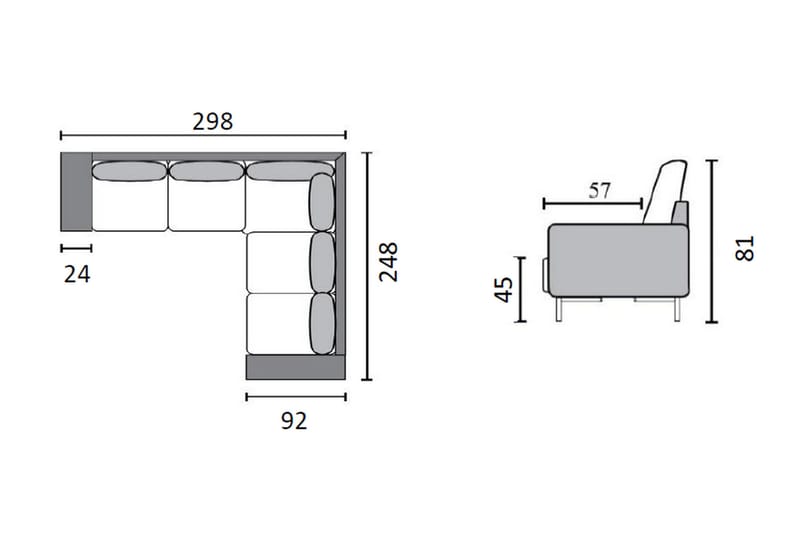 Akron Hörnsoffa Bondedläder - Mörkgrå - Möbler - Soffa - Skinnsoffa