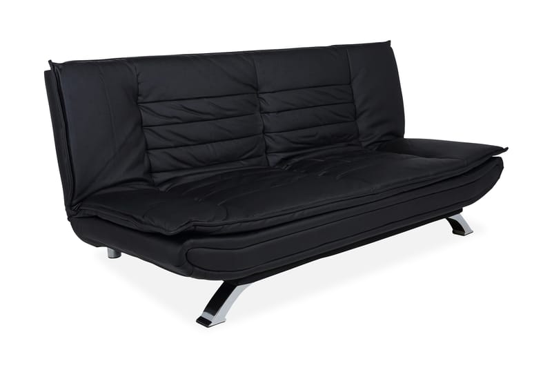Bäddsoffa Faith 3-sits Konstläder - Svart - Möbler - Soffa - Skinnsoffa