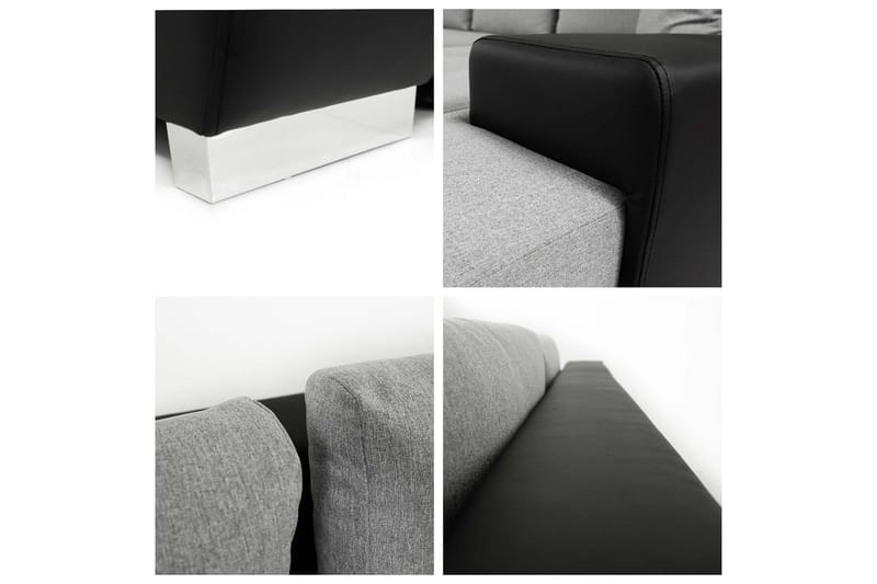 Bäddsoffa Ianto med Divan Vändbar - Svart - Möbler - Soffa - Skinnsoffa