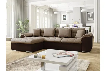 Camior Divanbäddsoffa 4-sits Vänster Konstläder - Beige/Brun - Möbler - Soffa - Skinnsoffa