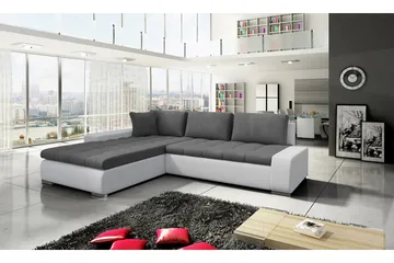 Cerys Bäddsoffa med Divan Vändbar - Vit/Grå - Möbler - Soffa - Skinnsoffa