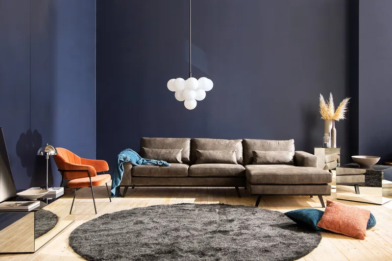 Copenhagen 4-sits Högervänd L-formad Divansoffa i Konstläder - Mörkgrå - Möbler - Soffa - Skinnsoffa