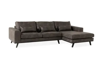 Copenhagen 4-sits Högervänd L-formad Divansoffa i Konstläder - Mörkgrå - Möbler - Soffa - Skinnsoffa