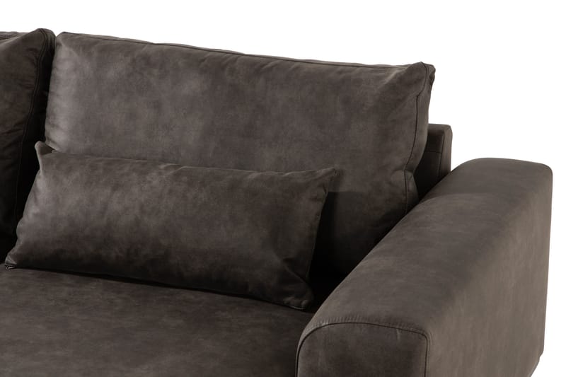 Copenhagen 4-sits Högervänd L-formad Divansoffa i Konstläder - Mörkgrå - Möbler - Soffa - Skinnsoffa