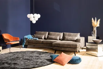 Copenhagen 4-sits Högervänd L-formad Divansoffa i Konstläder - Mörkgrå - Möbler - Soffa - Skinnsoffa