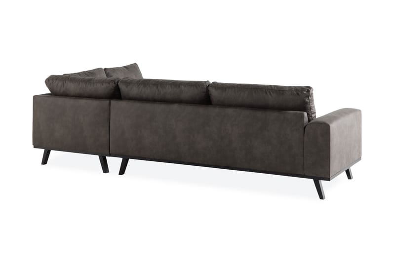 Copenhagen 4-sits Högervänd L-formad Schäslongsoffa i Konstläder - Mörkgrå - Möbler - Soffa - Skinnsoffa
