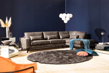 Copenhagen 4-sits Högervänd L-formad Schäslongsoffa i Konstläder - Mörkgrå - Möbler - Soffa - Skinnsoffa