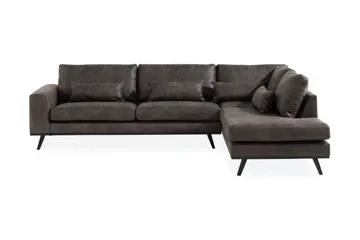 Copenhagen 4-sits Högervänd L-formad Schäslongsoffa i Konstläder - Mörkgrå - Möbler - Soffa - Skinnsoffa
