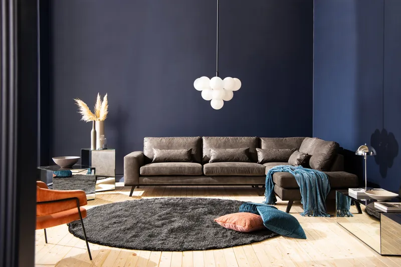 Copenhagen 4-sits Högervänd L-formad Schäslongsoffa i Konstläder - Mörkgrå - Möbler - Soffa - Skinnsoffa