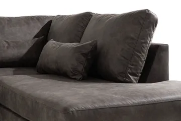 Copenhagen 4-sits Högervänd L-formad Schäslongsoffa i Konstläder - Mörkgrå - Möbler - Soffa - Skinnsoffa