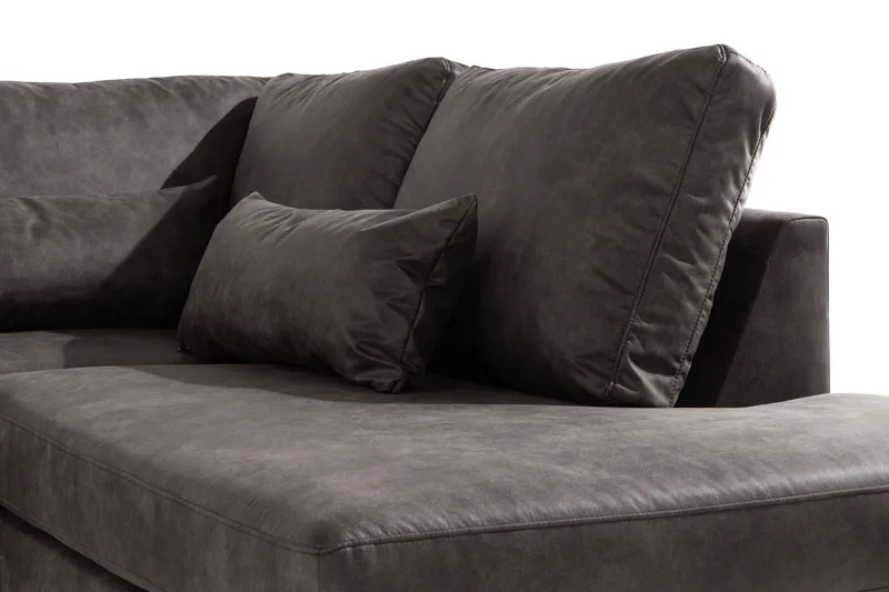 Copenhagen 4-sits Högervänd L-formad Schäslongsoffa i Konstläder - Mörkgrå - Möbler - Soffa - Skinnsoffa