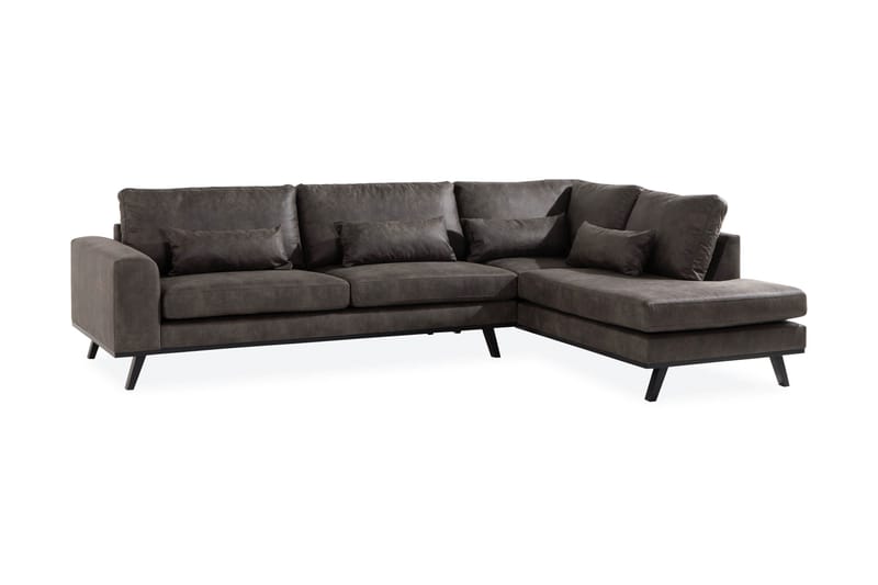 Copenhagen 4-sits Högervänd L-formad Schäslongsoffa i Konstläder - Mörkgrå - Möbler - Soffa - Skinnsoffa