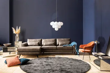 Copenhagen 4-sits Vänstervänd L-formad Divansoffa i Konstläder - Mörkgrå - Möbler - Soffa - Skinnsoffa