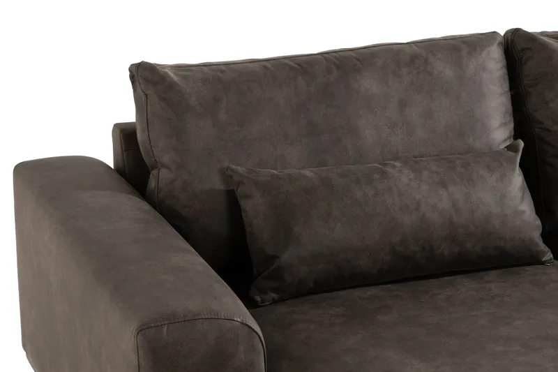 Copenhagen 4-sits Vänstervänd L-formad Divansoffa i Konstläder - Mörkgrå - Möbler - Soffa - Skinnsoffa