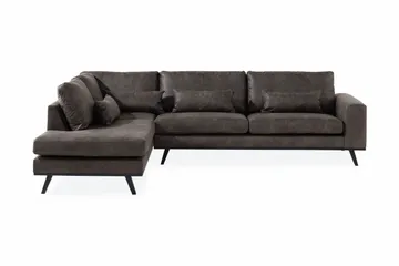 Copenhagen 4-sits Vänstervänd L-formad Schäslongsoffa i Konstläder - Mörkgrå - Möbler - Soffa - Skinnsoffa